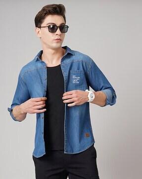 lightly washed slim fit shirt