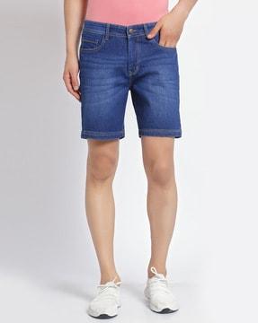 lightly washed slim fit shorts