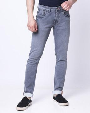 lightly washed straight  jeans