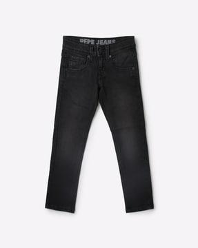 lightly washed straight fit jeans