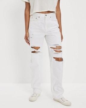 lightly washed straight fit jeans