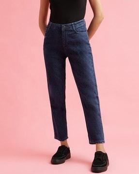 lightly washed straight fit jeans