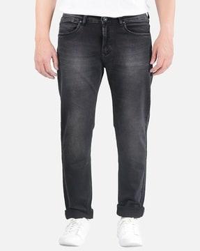 lightly washed straight jeans