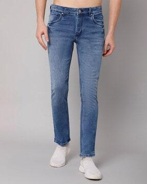 lightly washed straight jeans