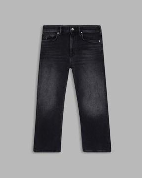 lightly-washed straight jeans