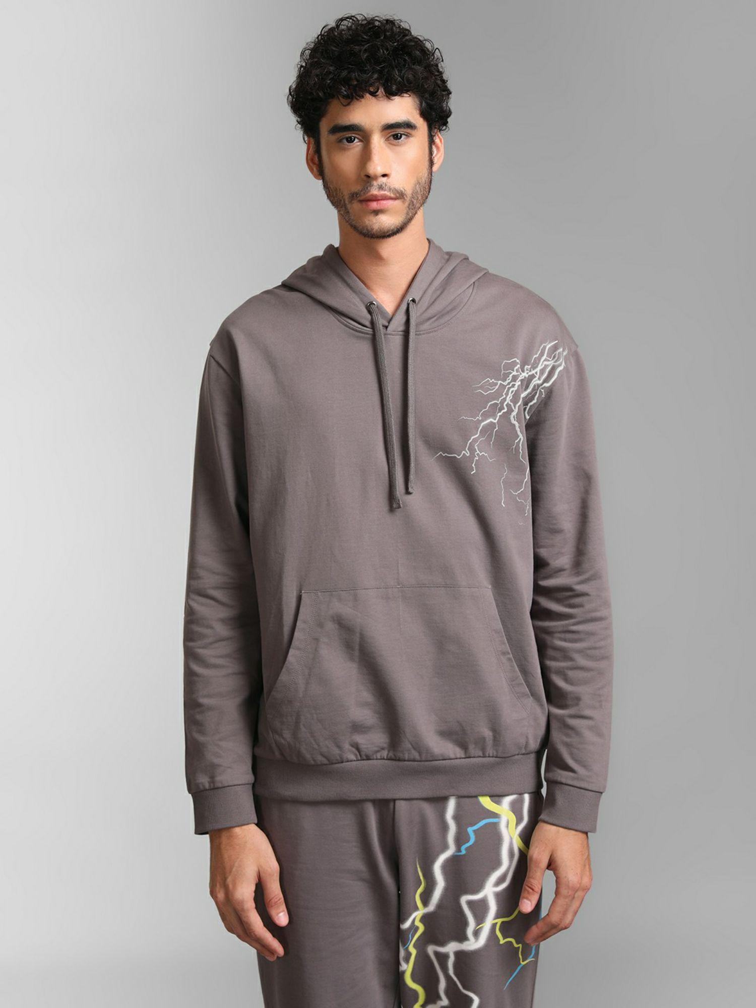 lightning graphic printed hoodie