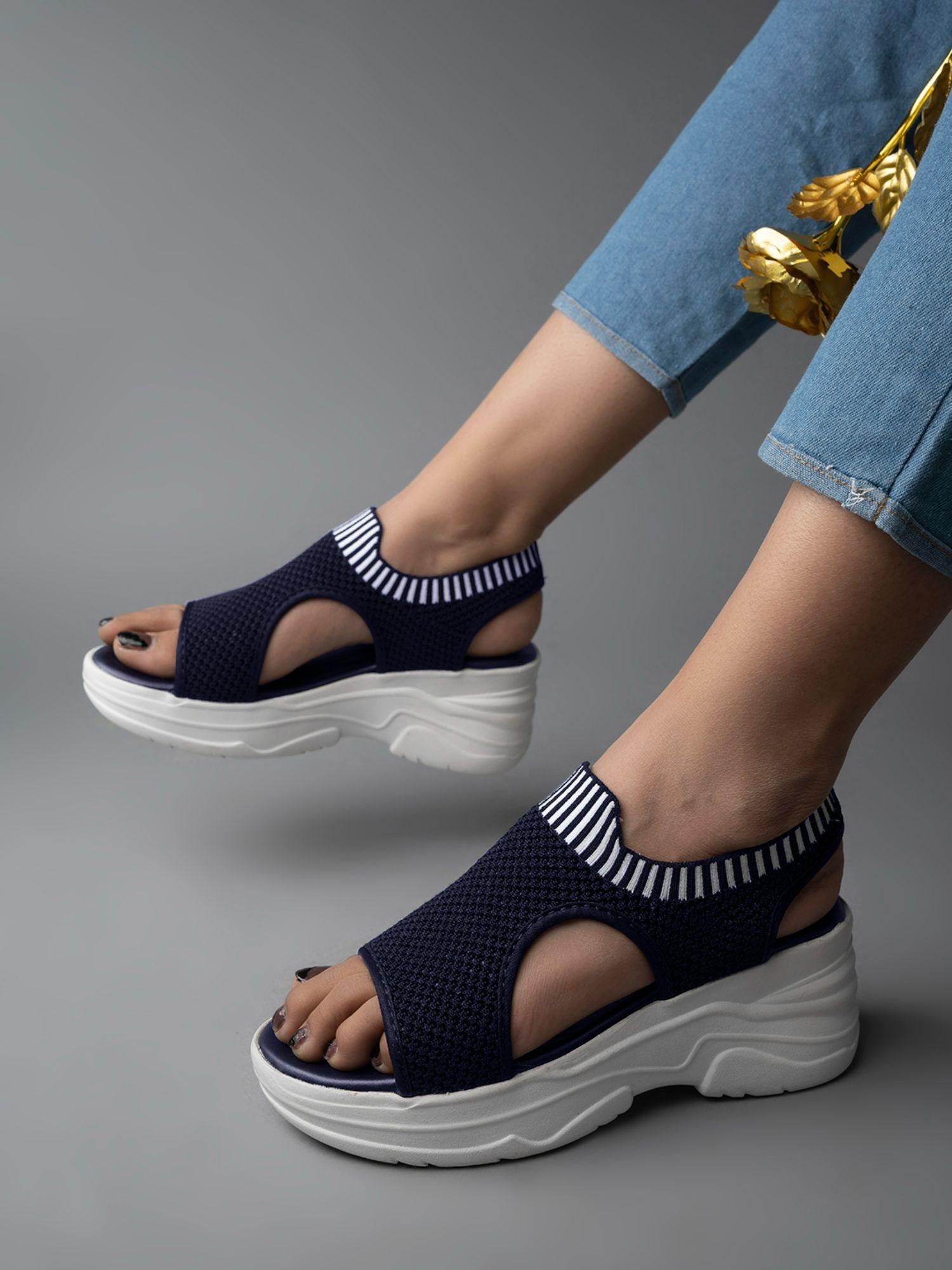 lightweight comfortable daily wear & trendy flatforms blue sandals