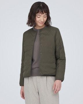 lightweight collarless down jacket