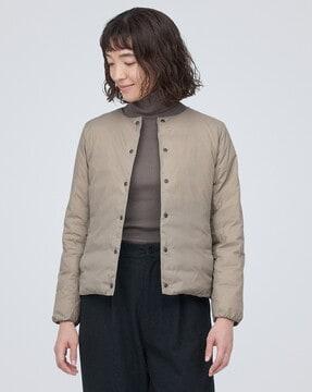 lightweight collarless down jacket