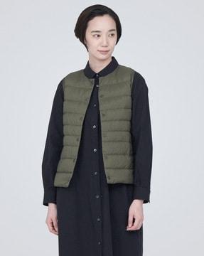 lightweight collarless down vest