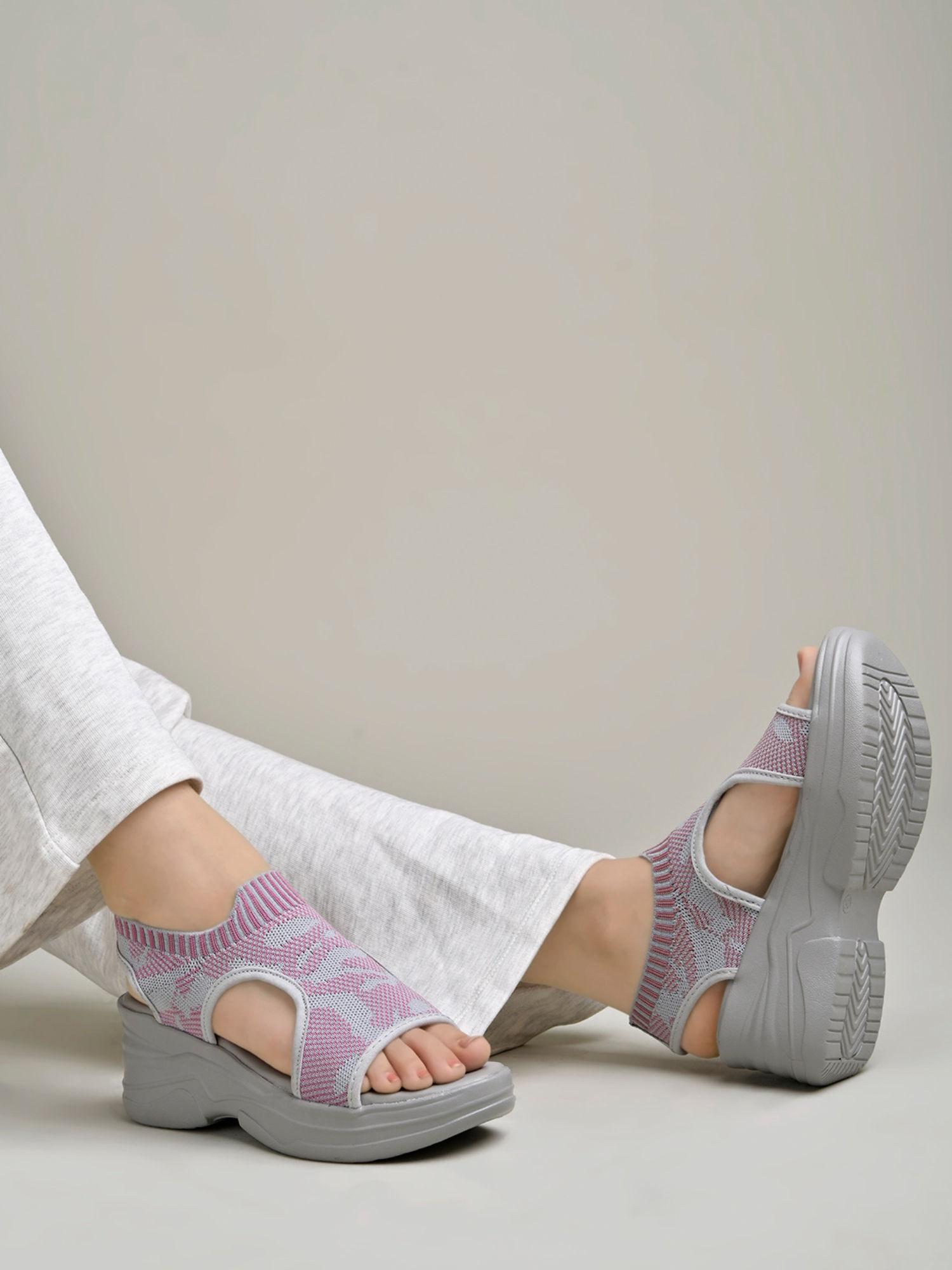 lightweight comfortable & trendy flatforms grey sandals