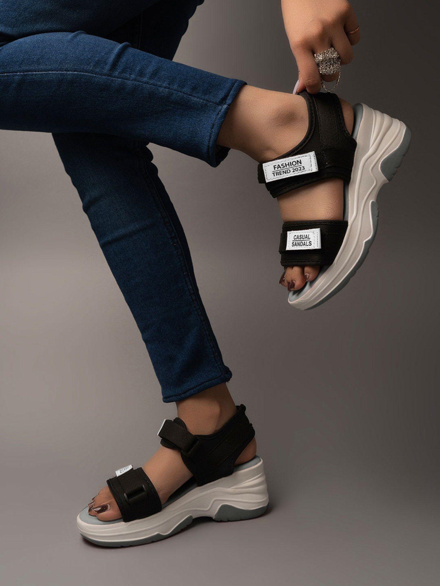 lightweight comfortable daily wear & trendy flatforms grey sandals for girls