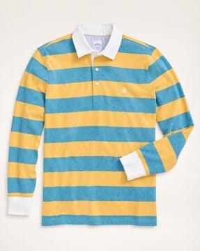 lightweight striped rugby polo t-shirt