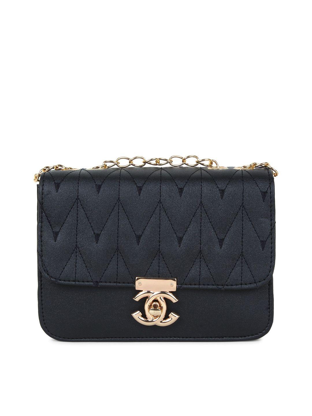 likaa black textured structured sling bag