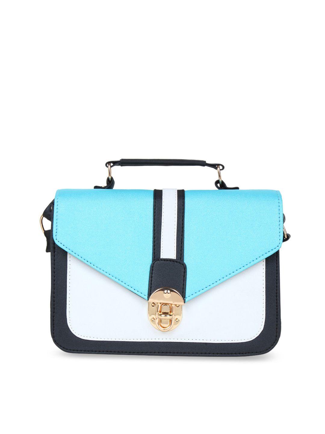 likaa blue colourblocked pu structured satchel