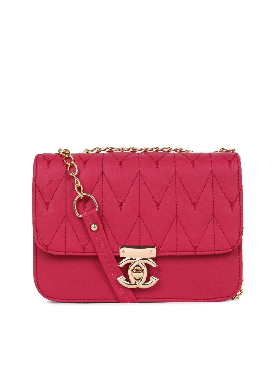 likaa pink structured sling bag with quilted