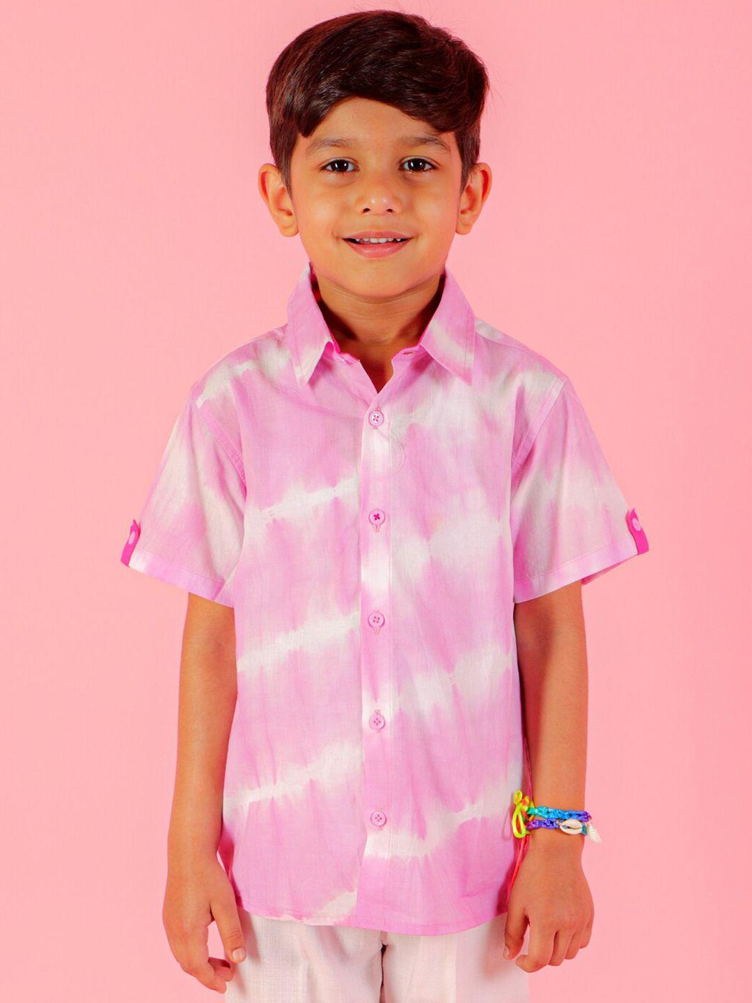 lil drama boys standard fit tie and dyed opaque casual cotton shirt