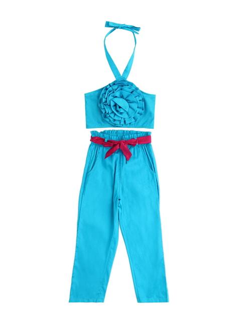 lil drama kids blue solid top with pants
