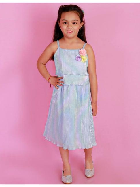 lil drama kids light blue applique top with skirt