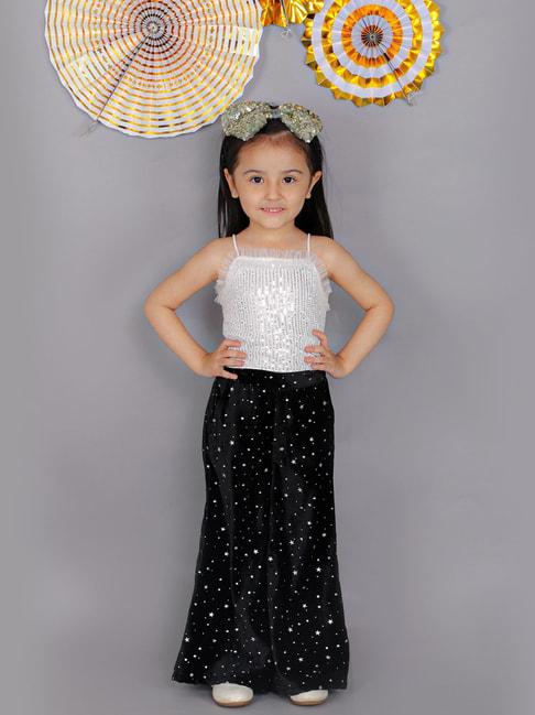 lil drama kids white with black embellished top with pants