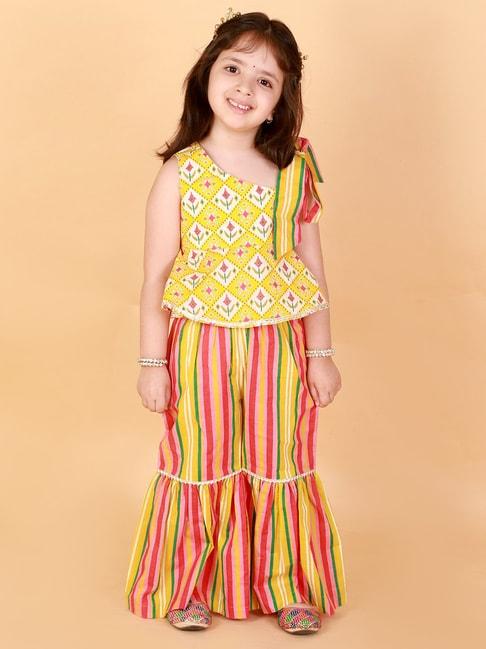 lil-drama-kids-yellow-&-pink-cotton-printed-top-set