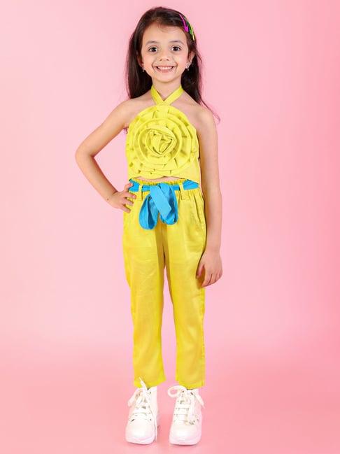 lil drama kids yellow solid top with pants