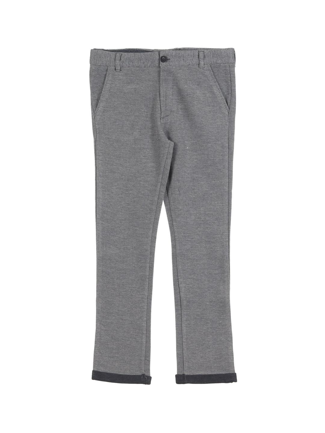 lil lollipop boys grey cotton slim fit trousers