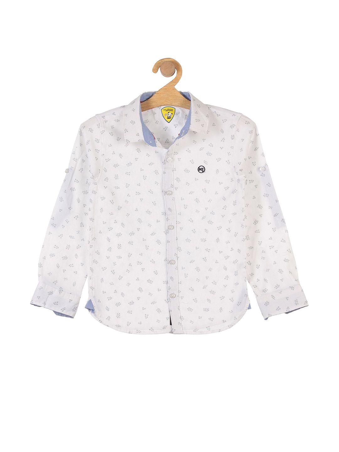 lil lollipop boys white floral printed casual shirt