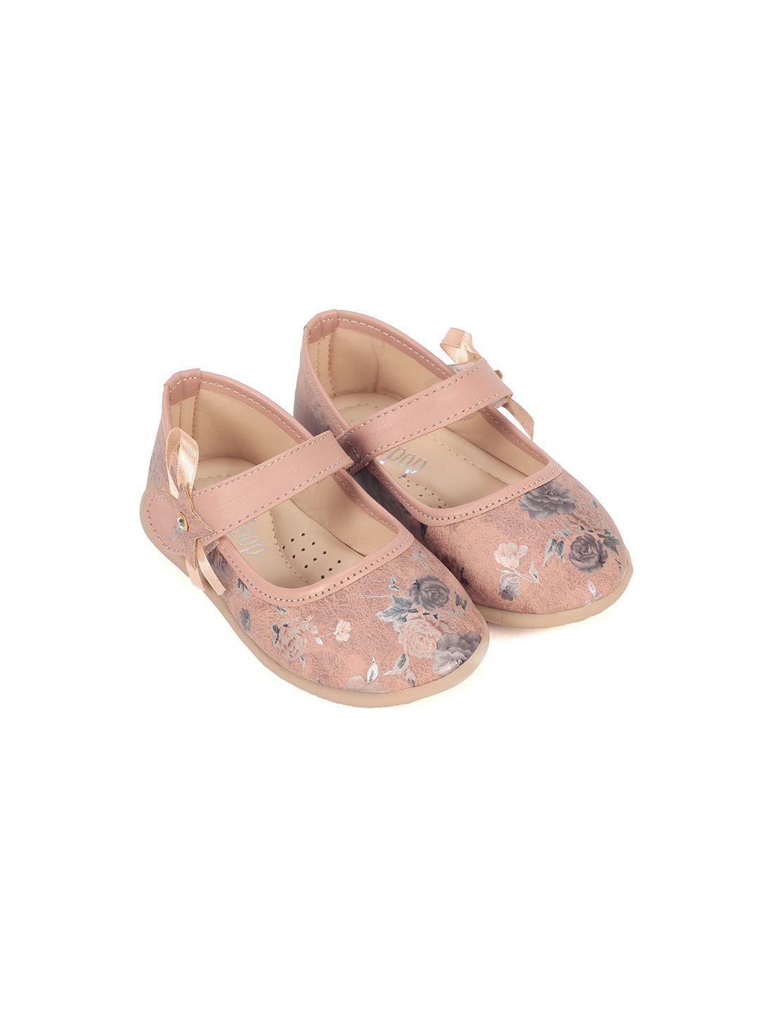 lil lollipop girls peach-coloured party ballerinas with bows flats