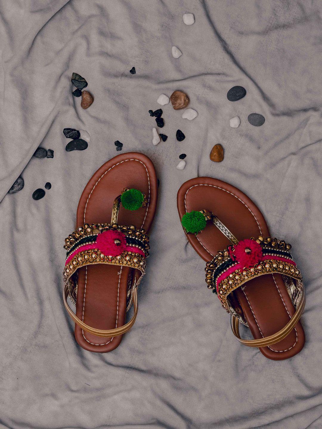 lil pitaara girls embellished ethnic one toe flats