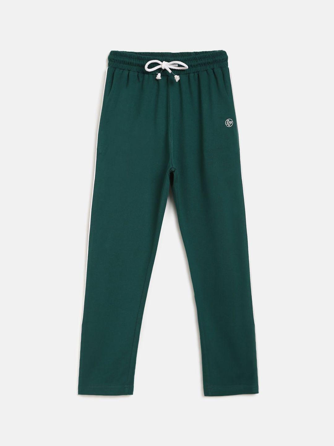 lil tomatoes boys green solid straight-fit track pants