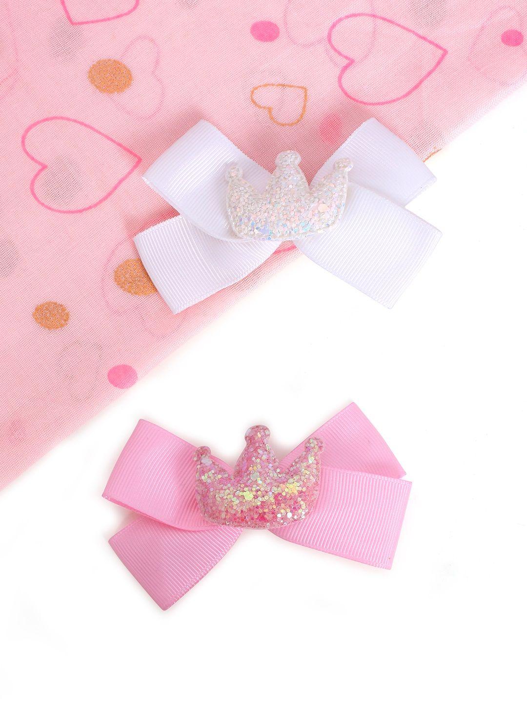 lil' star girls pink & white set of 2 embellished alligator hair clip