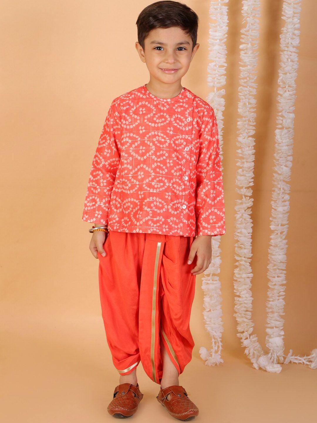 lil drama boys ethnic motifs printed kurta with dhoti pants