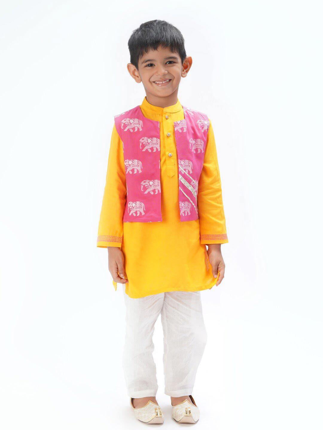 lil drama boys ethnic motifs regular kurta with pyjamas