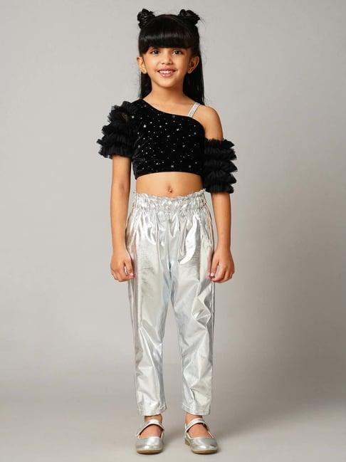 lil drama kids black & white printed top set