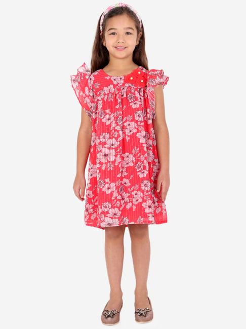 lil drama kids red floral print dress