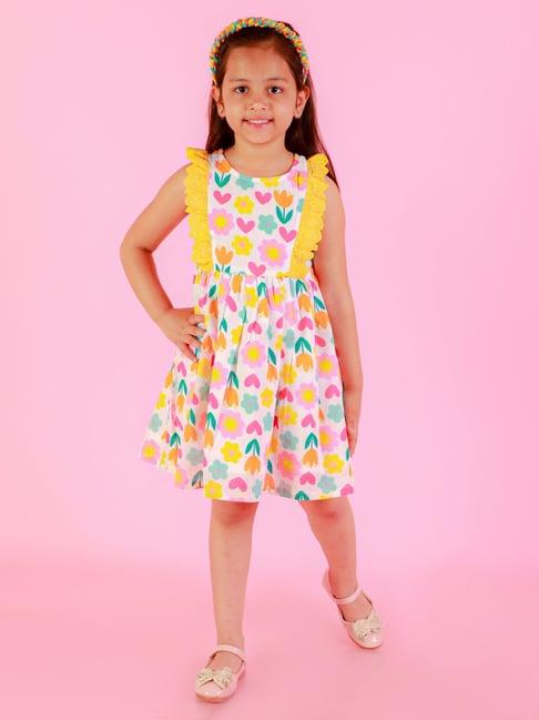 lil drama kids white floral print dress