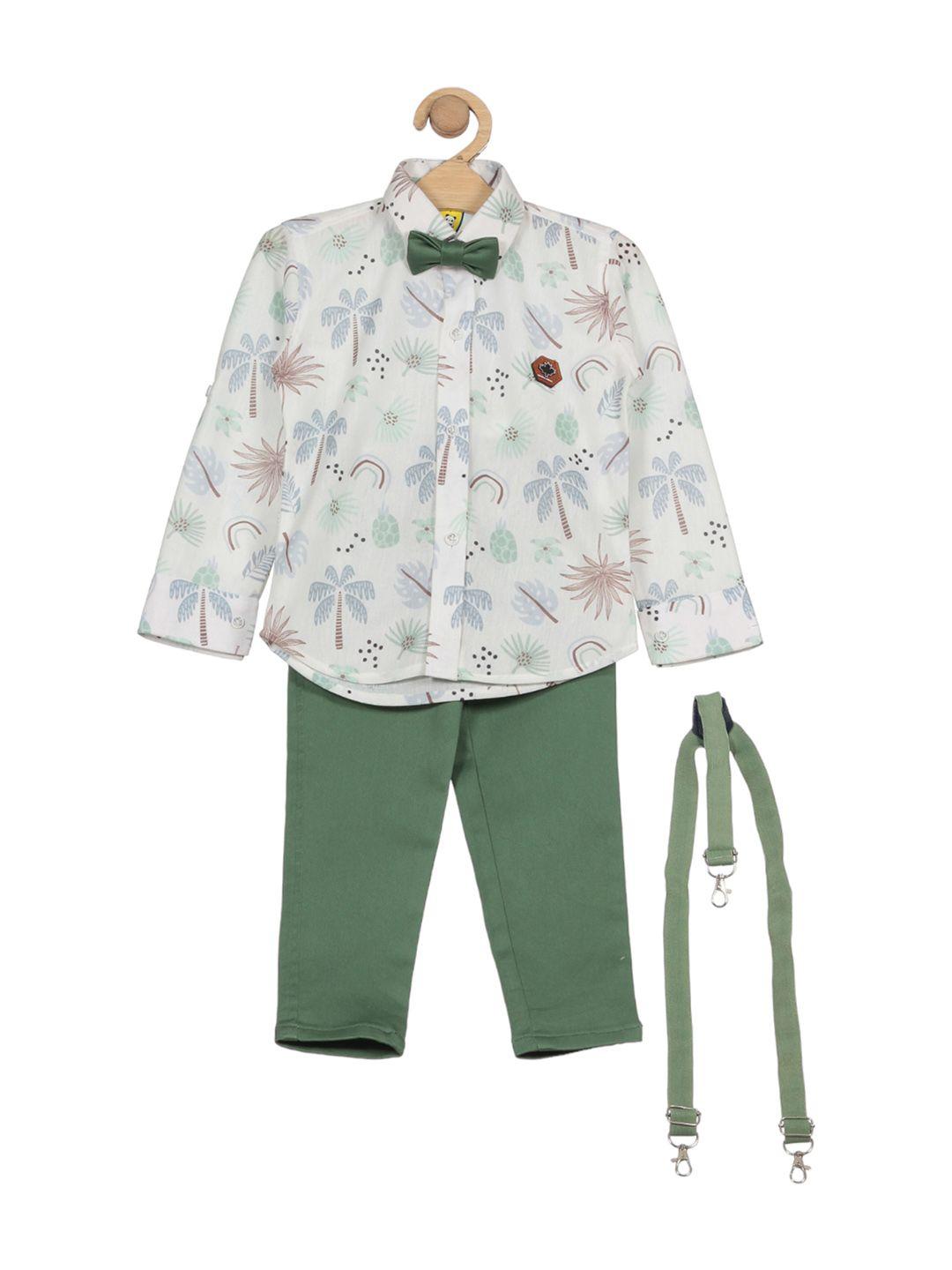 lil lollipop boys printed pure cotton shirt & trouser with suspenders