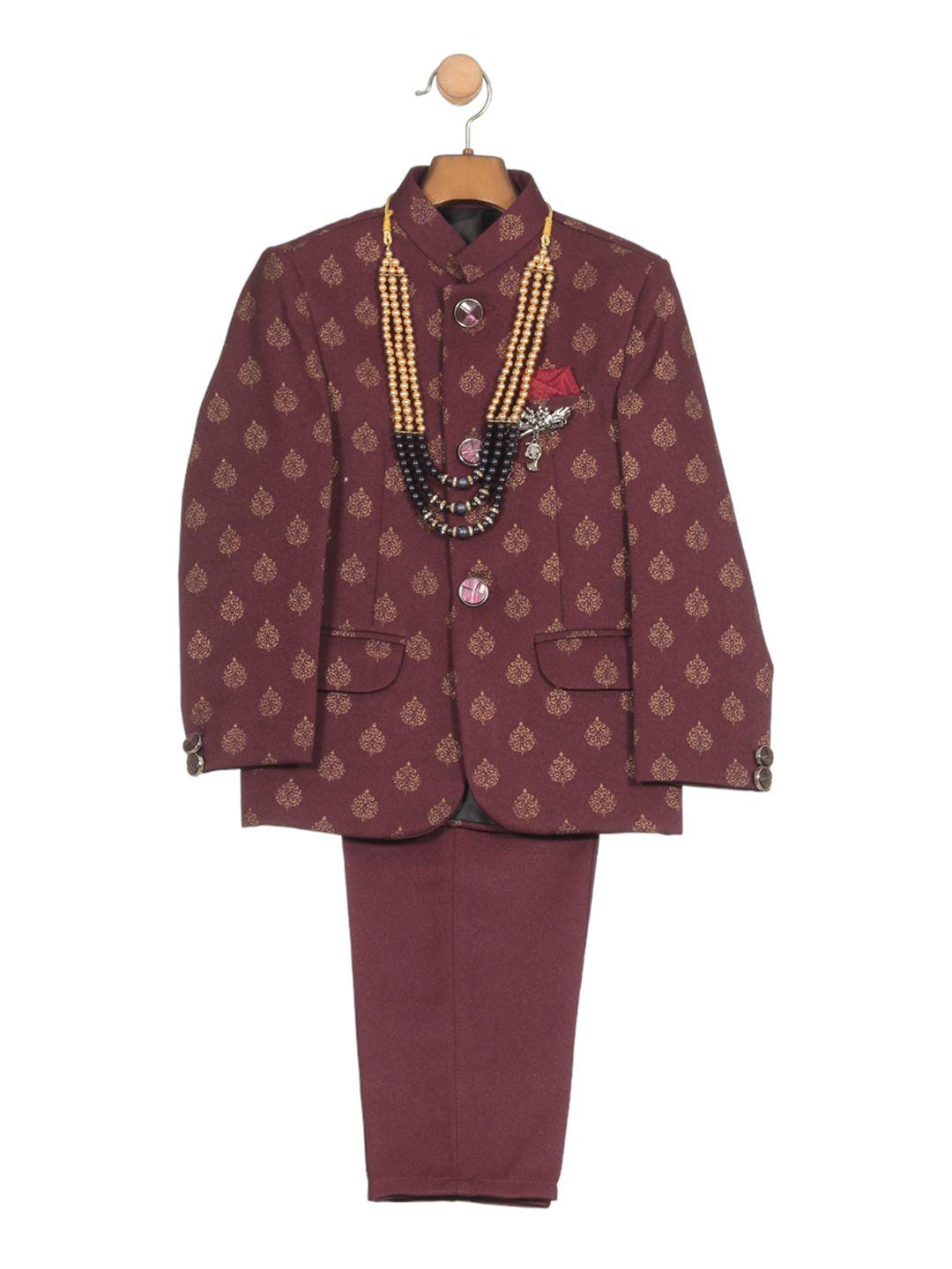 lil lollipop boys printed single-breasted two-piece ethnic suit