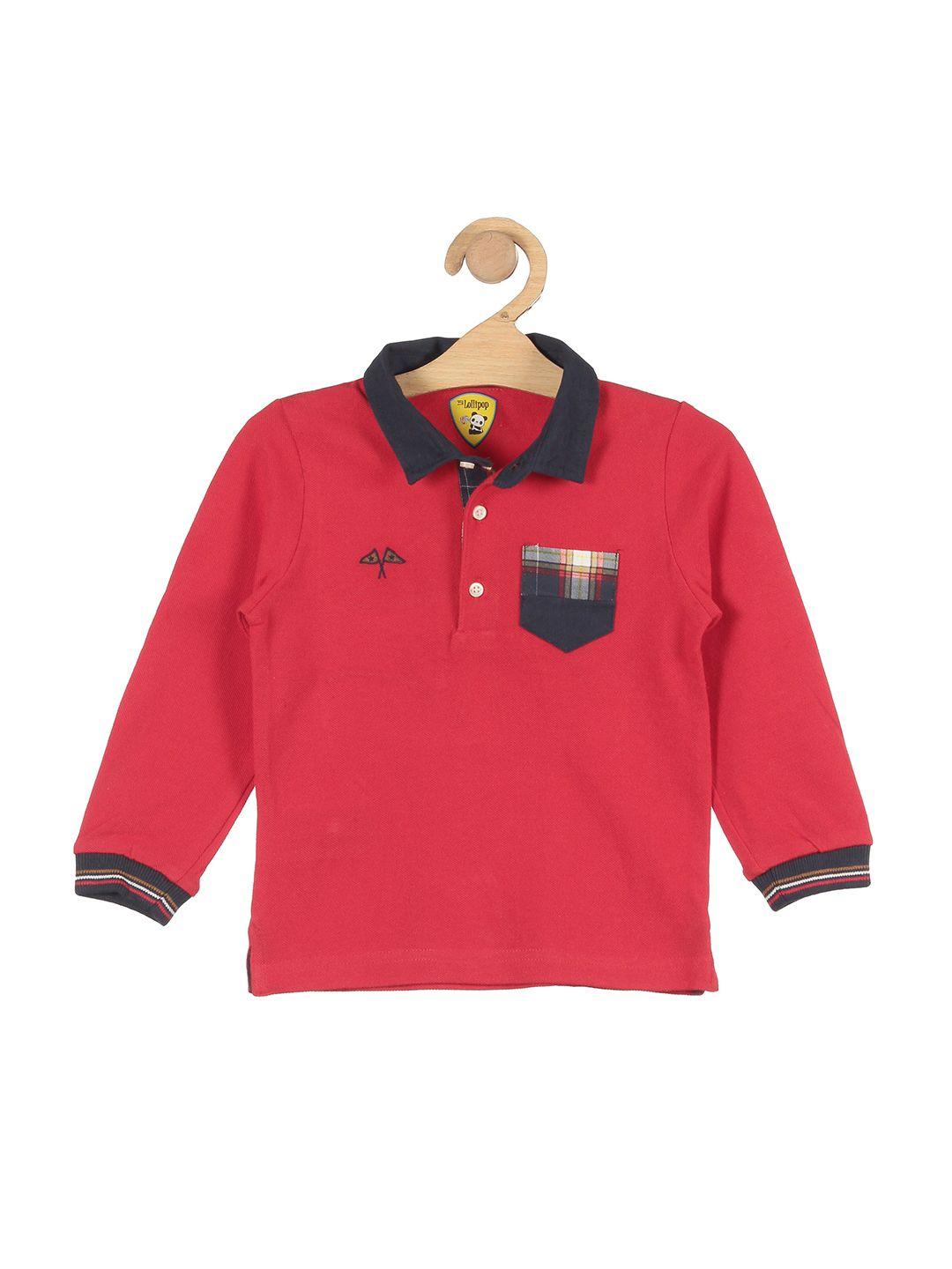 lil lollipop boys red polo collar t-shirt