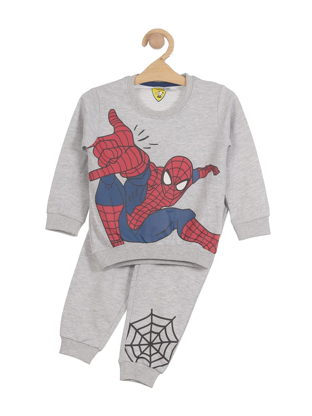 lil lollipop boys spider-man printed t-shirt with pyjamas