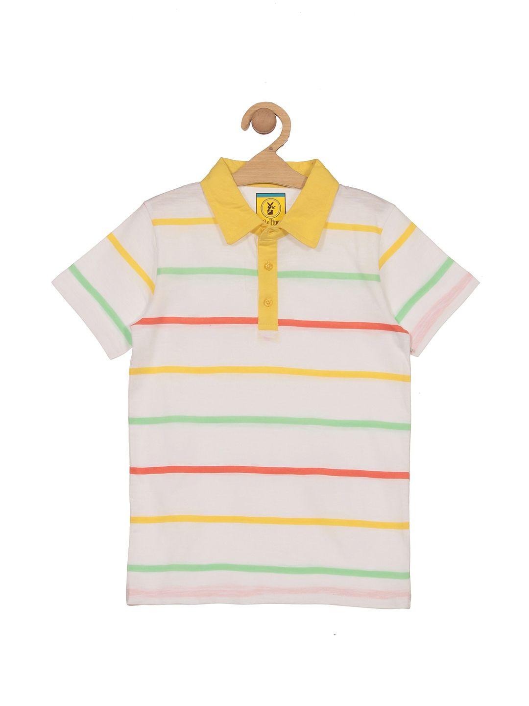 lil lollipop boys striped polo collar pure cotton t-shirt