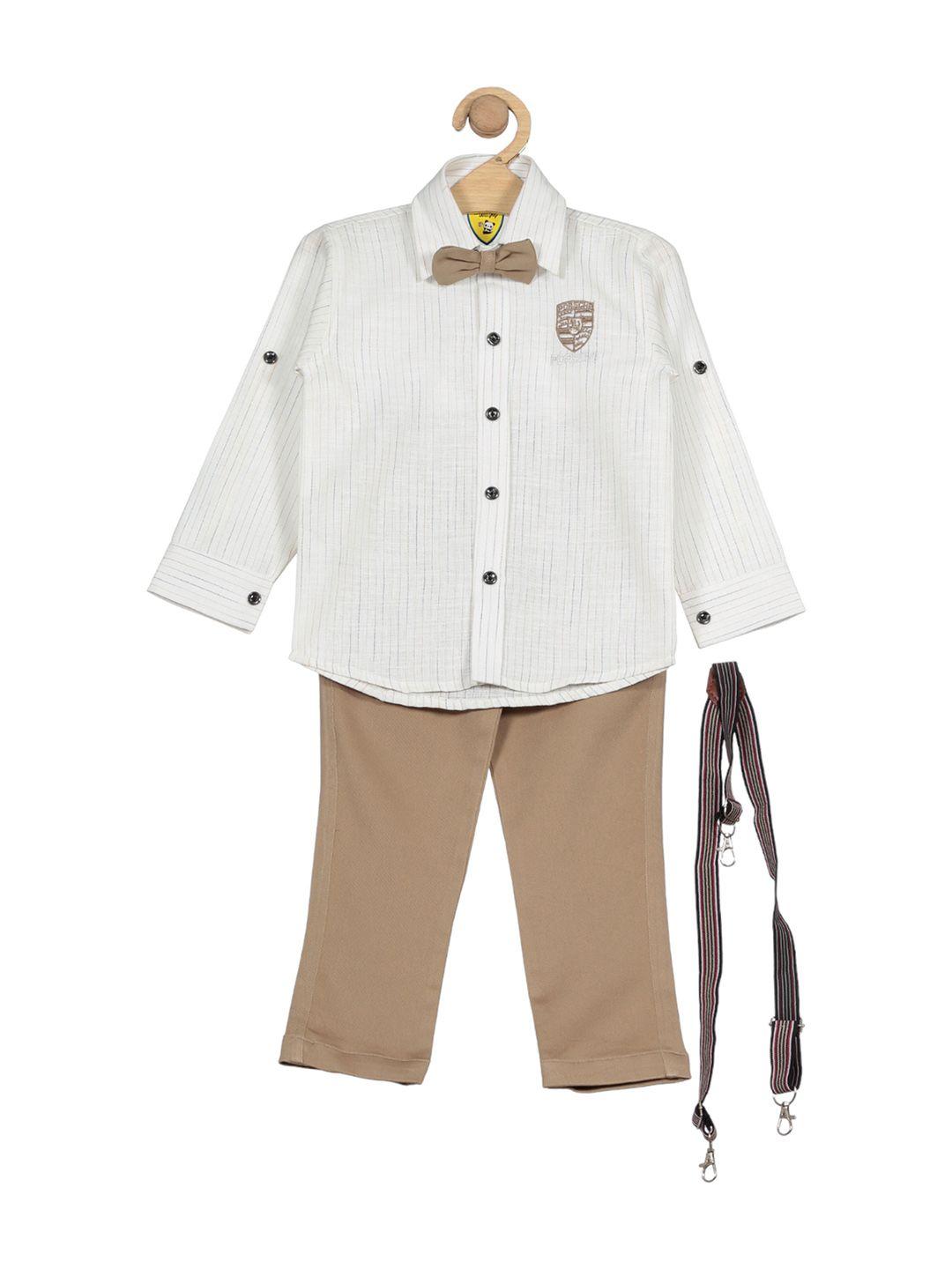 lil lollipop boys striped pure cotton shirt & trouser with suspenders