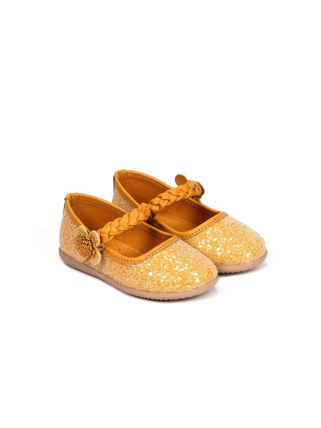 lil lollipop girls mustard textured ballerinas flats