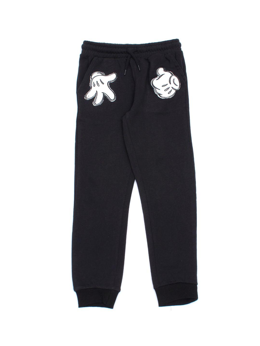 lil lollipop kids black & white printed slim fit pure cotton joggers