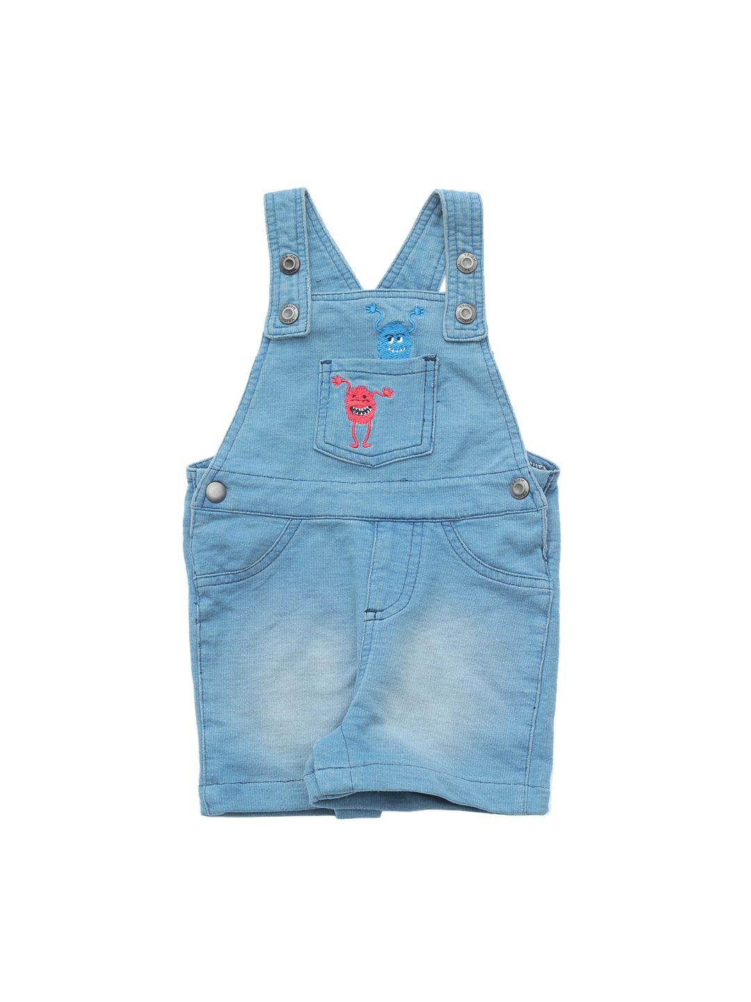 lil lollipop kids blue solid pure cotton denim dungaree