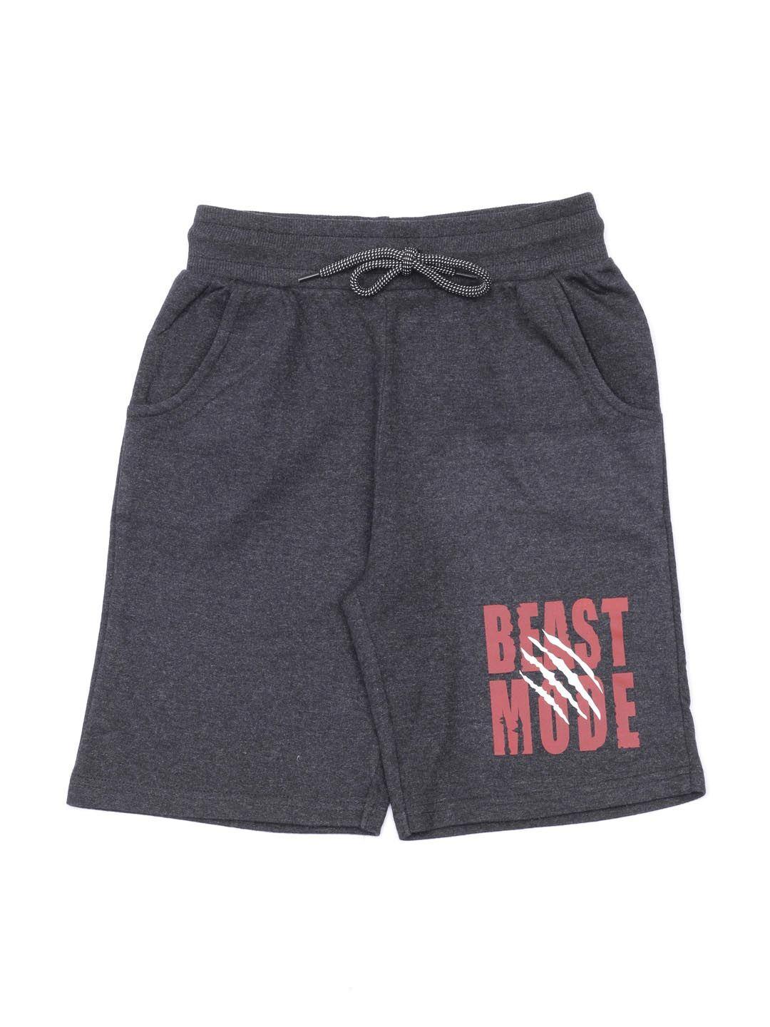 lil lollipop kids charcoal grey & red typography printed pure cotton shorts