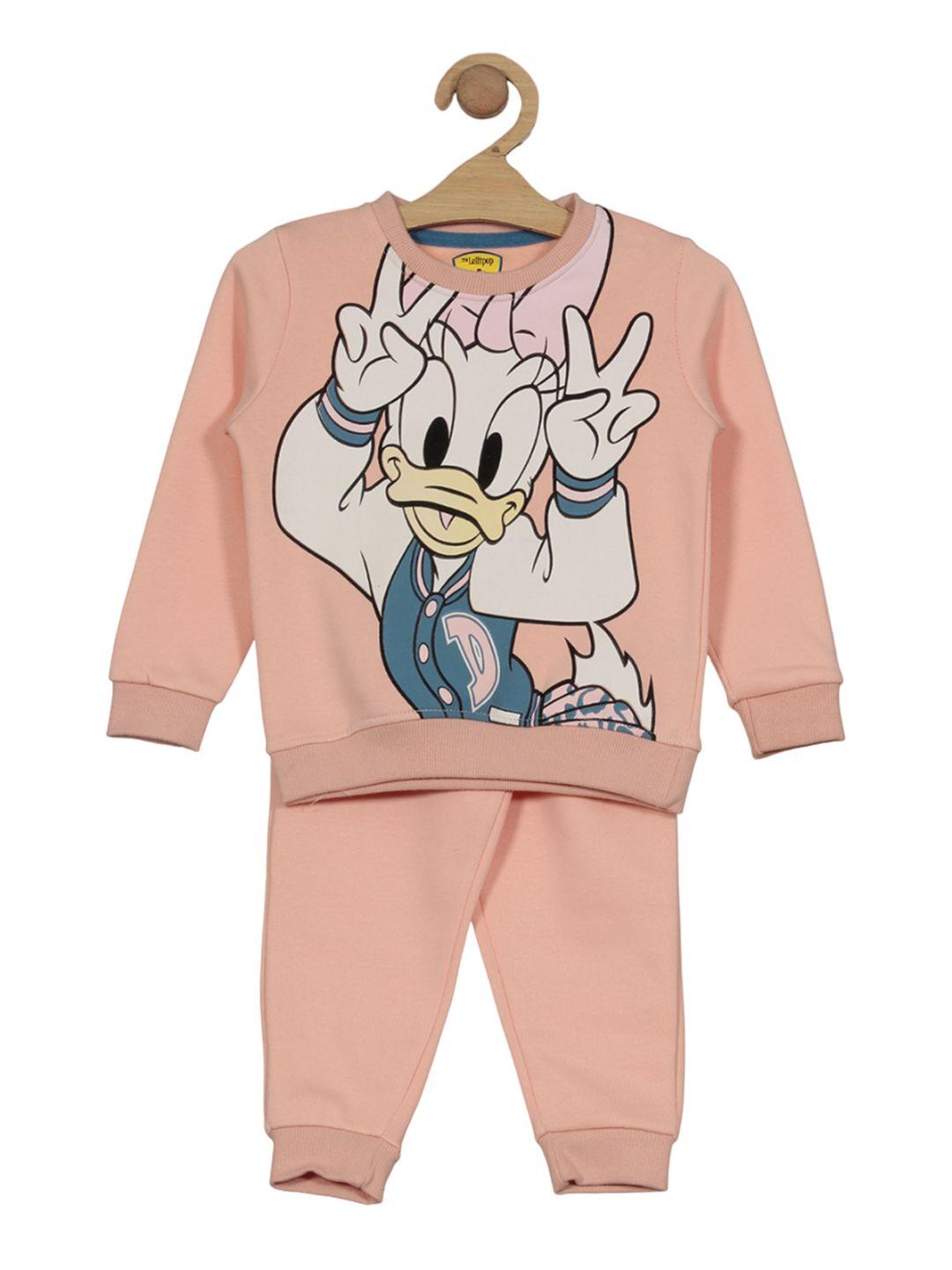 lil lollipop kids daisy duck printed long sleeves fleece sweatshirt & joggers