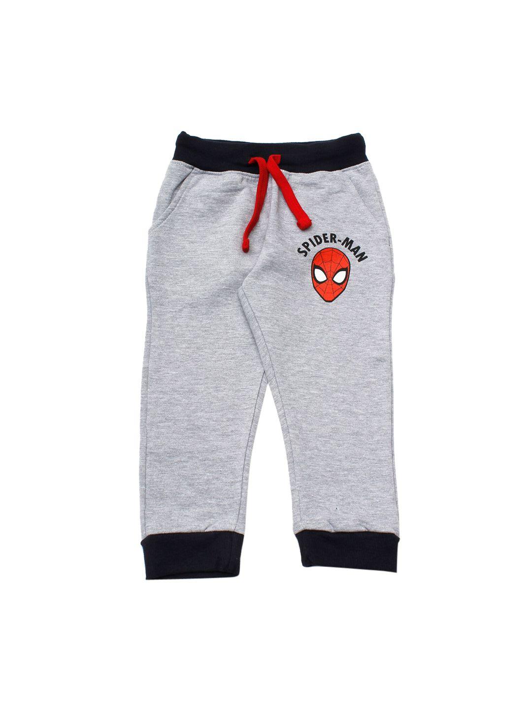 lil lollipop kids grey & red spider man printed pure cotton joggers