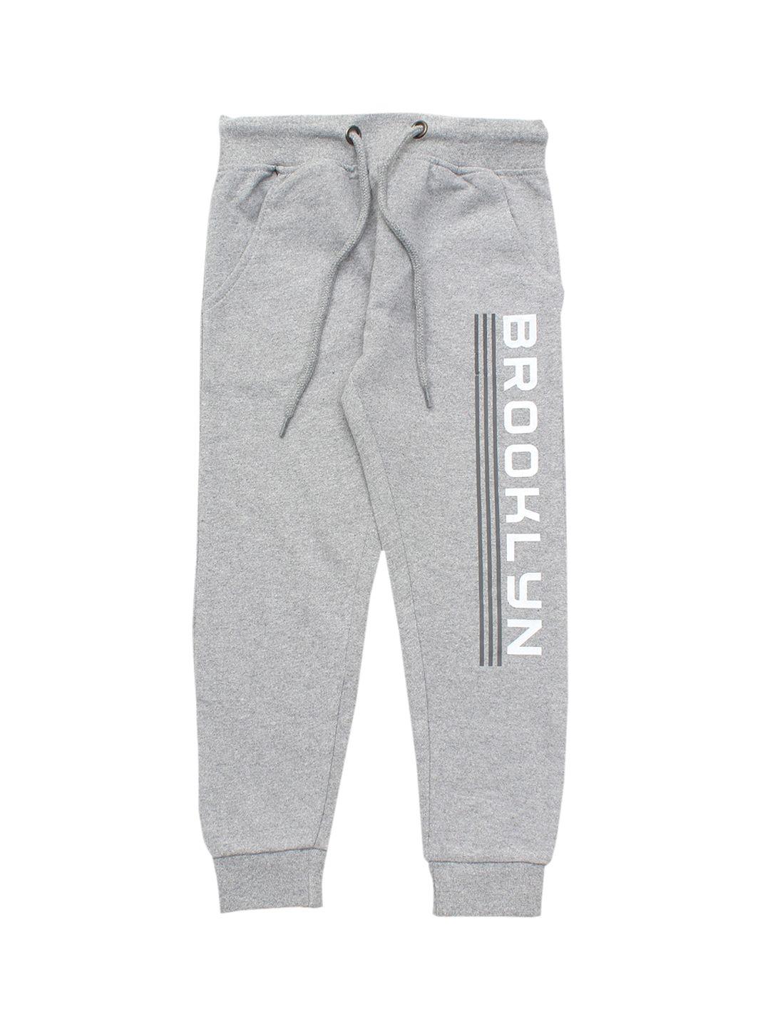 lil lollipop kids grey & white brooklyn printed pure cotton joggers